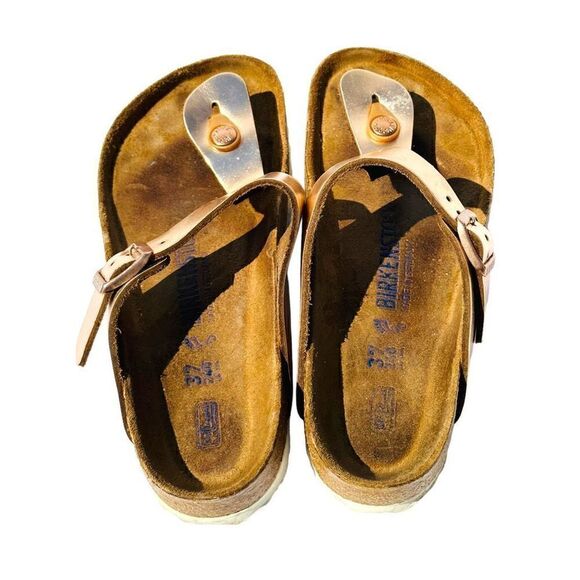 Birkenstock Womens Sandals Cork Footbed Buckle Slip On Metalic Pink Size 37 / US - Picture 6 of 8